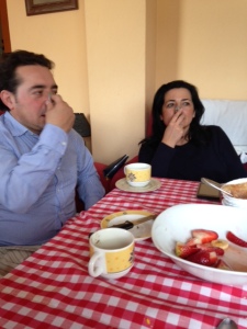 We had a spoon-on-nose competition at lunch the other day. Javier and Beatriz got serious. 